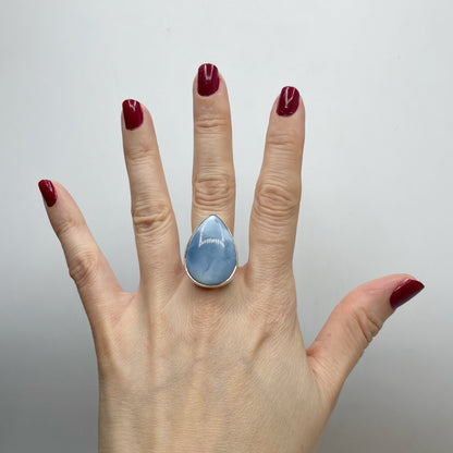 Anello Opale Blu a Goccia - Argento 925