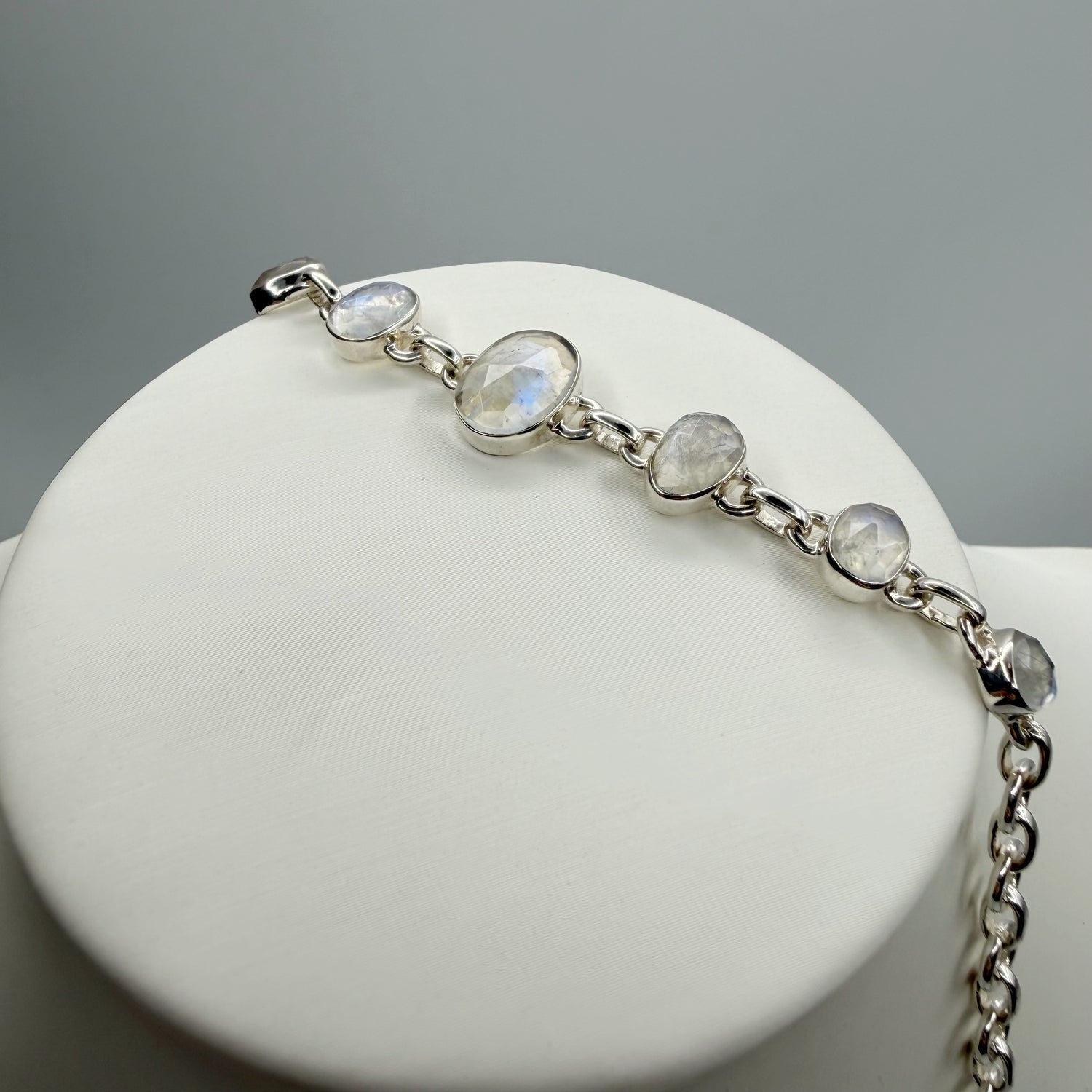 Bracciale Labradorite Bianca e Argento 925 - sfaccettato