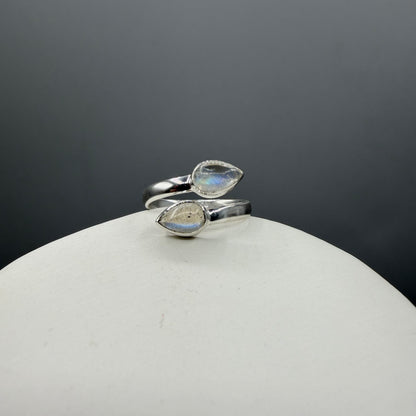 Anello Double Labradorite Bianca - Argento 925