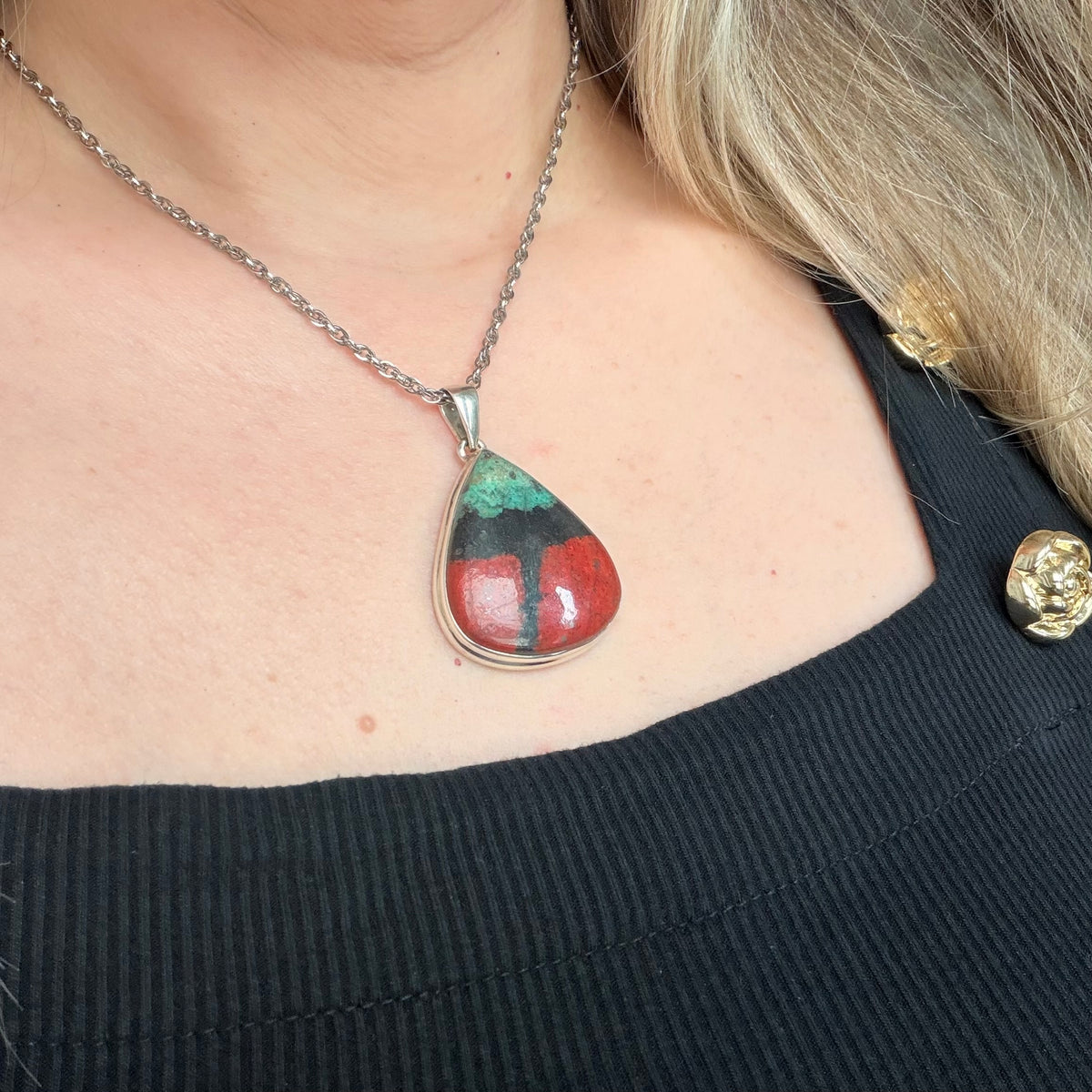 Ciondolo Cuprite e Argento 925 - Goccia grande