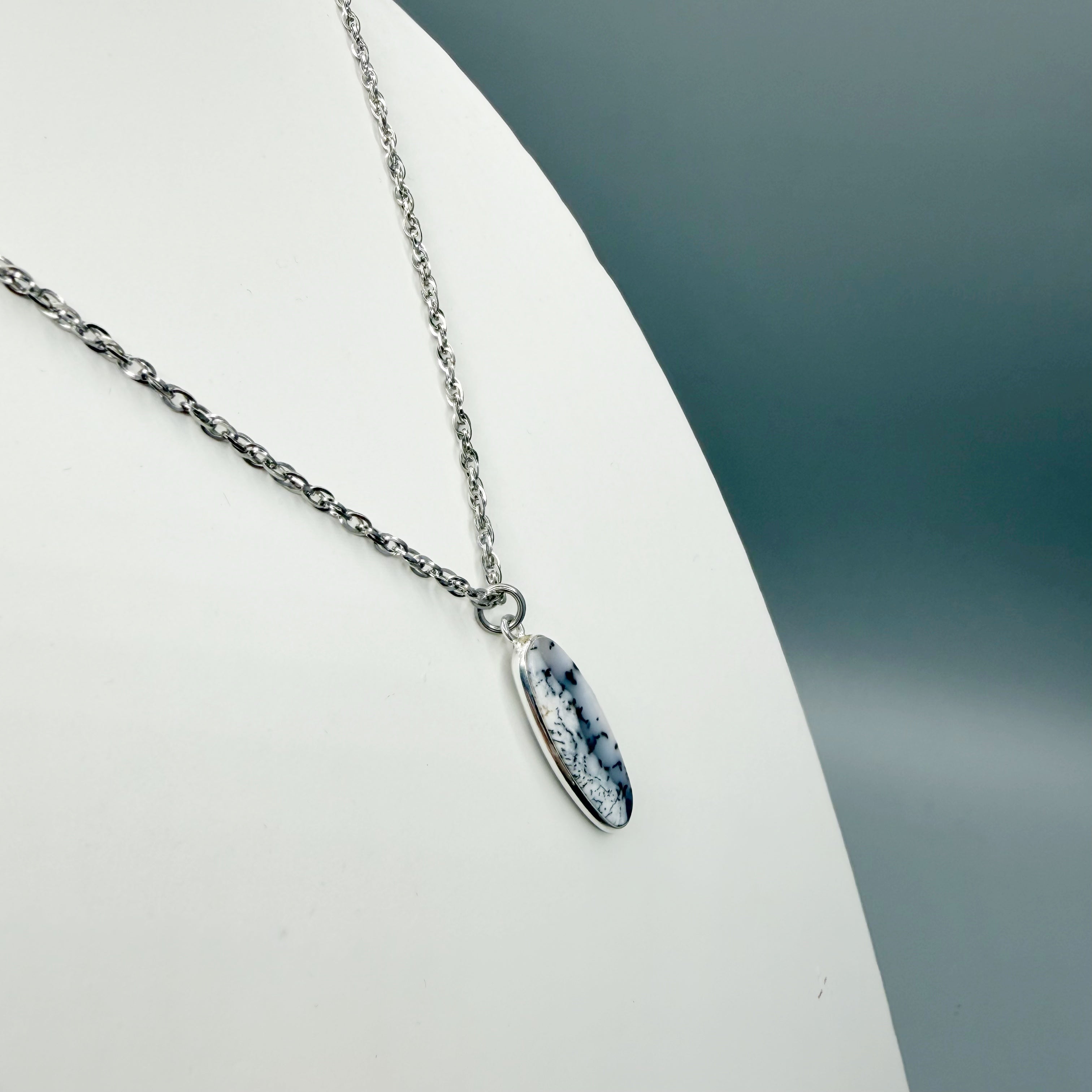 Ciondolo Opale Dendritico e Argento 925 - Ovale- DA PUBBLICARE