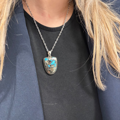 Ciondolo Turchese Naturale in Pirite | Argento 925