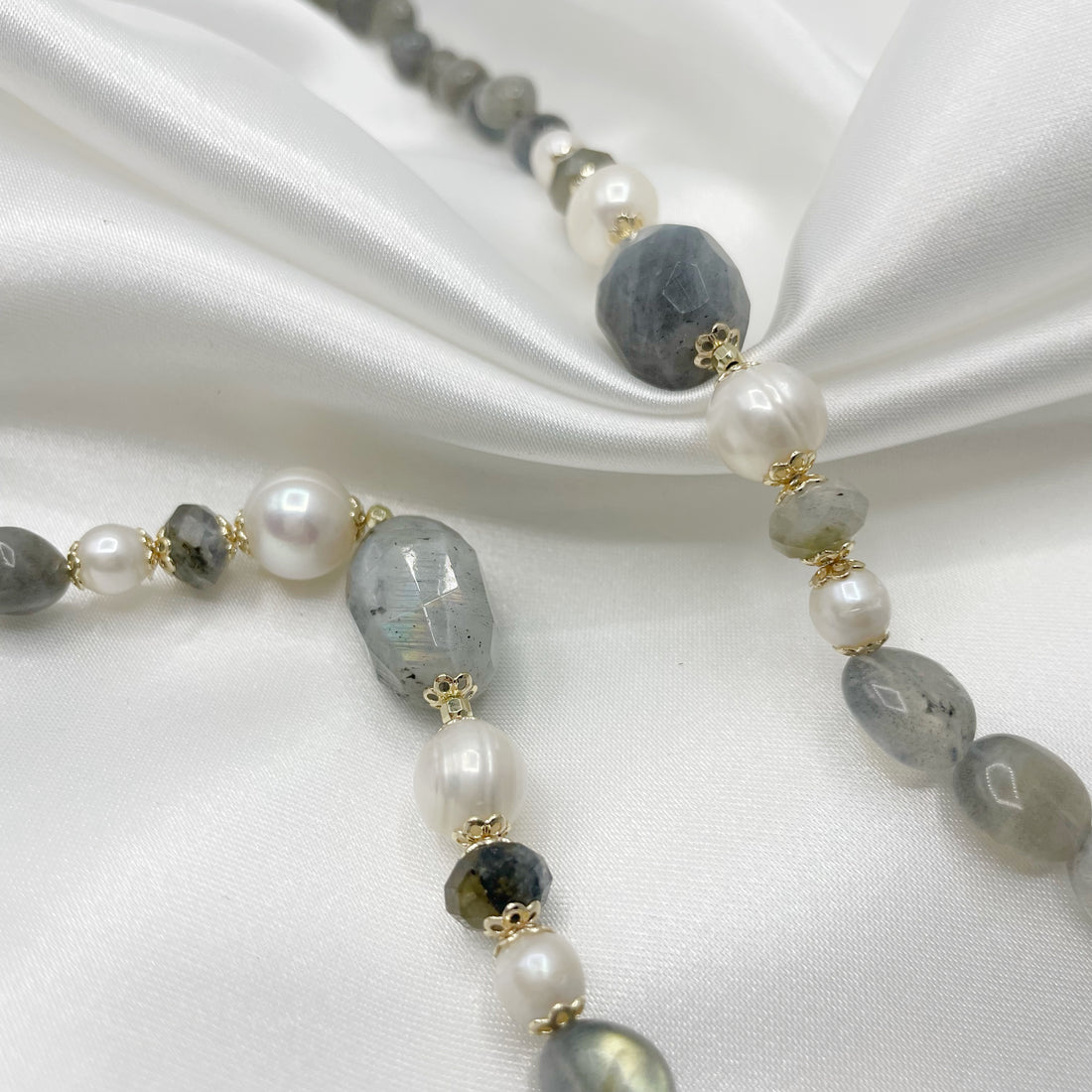 Collana Labradorite e Perle di Fiume