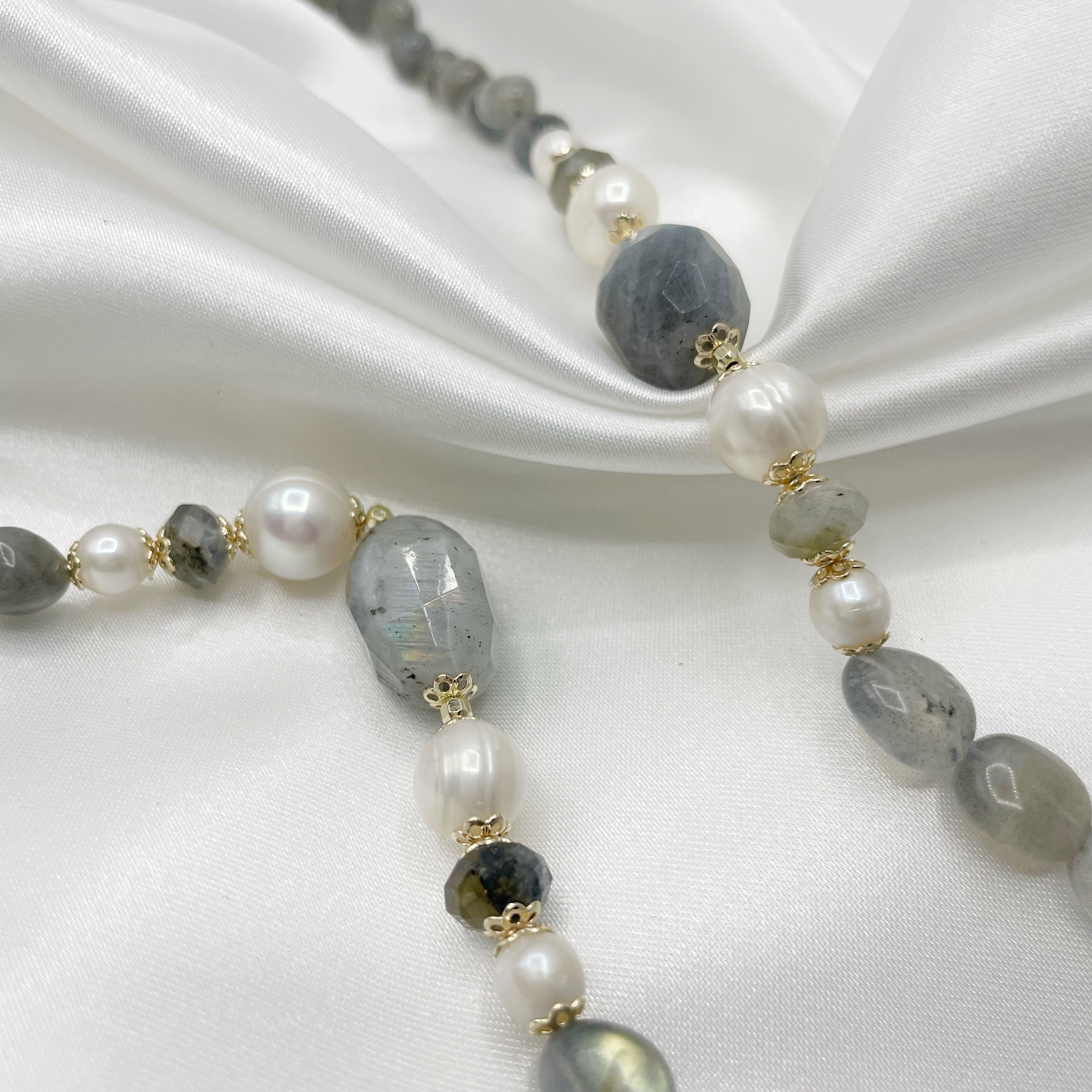 Collana Labradorite e Perle di Fiume