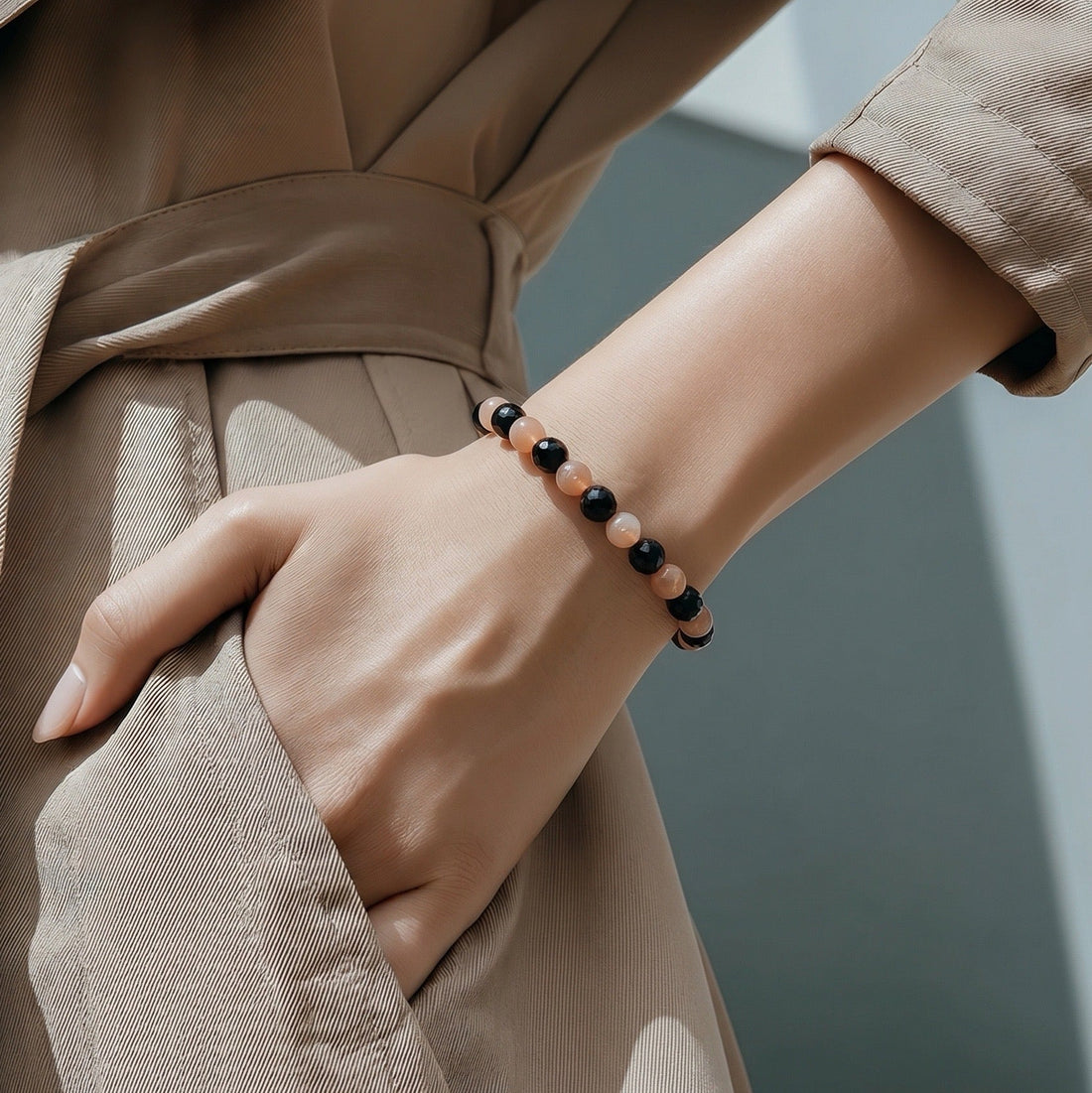 Bracciale "Chiudi col Passato" - Ossidiana e Pietra di Luna - LIMITED EDITION