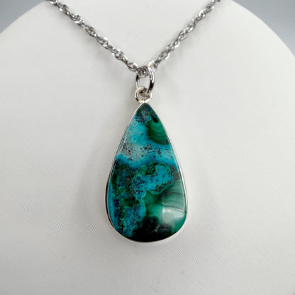 Ciondolo Malachite e Crisocolla Argento 925 - a goccia