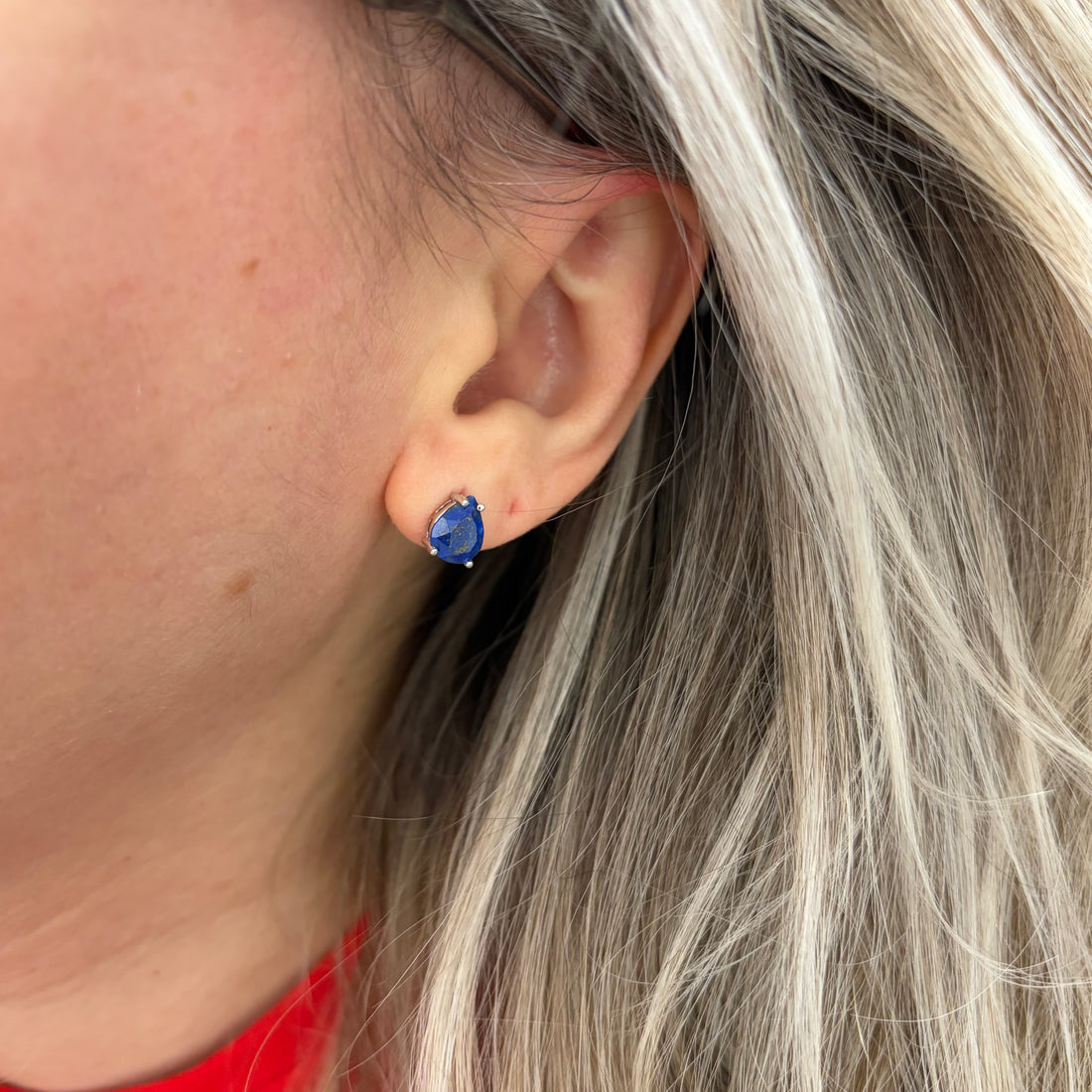 Orecchini a Lobo Lapislazzuli a Goccia- Argento 925