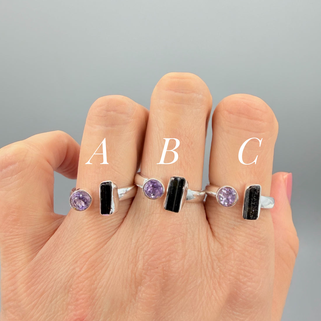 Anello Tormalina e Ametista - Argento 925