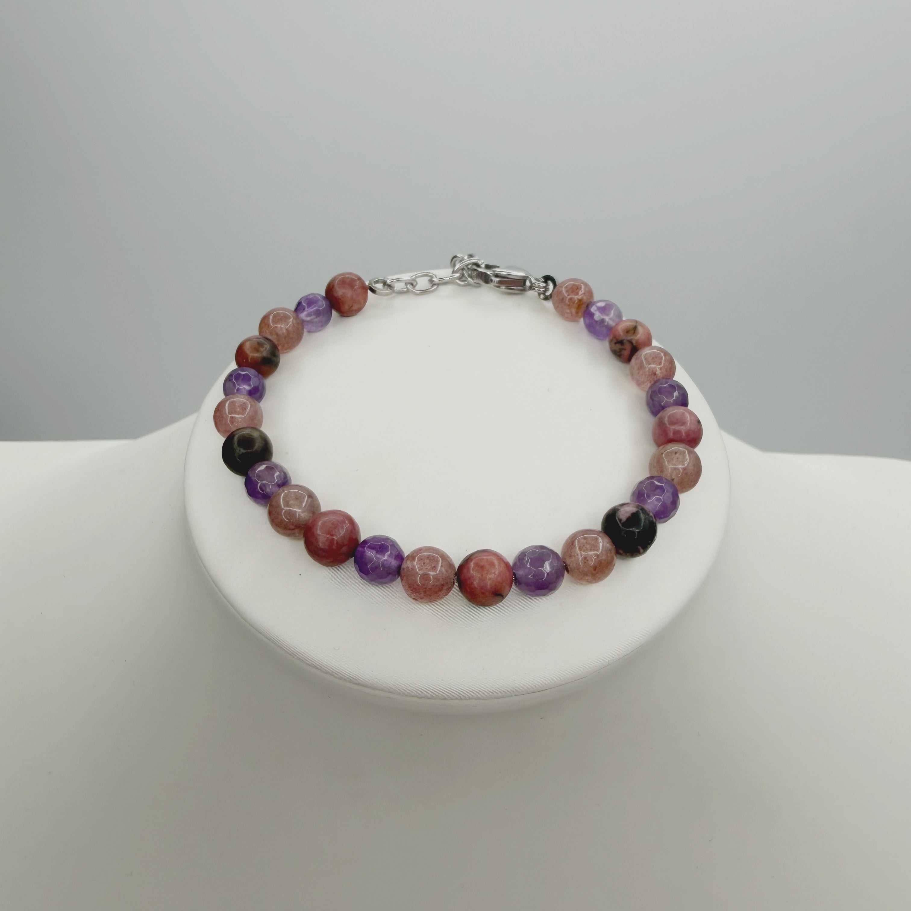 Bracciale Love &amp; Harmony - Quarzo Fragola, Rodonite, Ametista - LIMITED EDITION