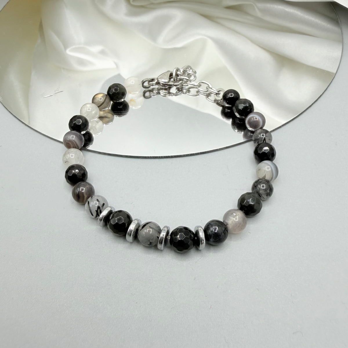 Bracciale Nodo Protettivo | Occhio di Shiva, Quarzo Tormalinato, Ossidiana, Ematite - LIMITED EDITION