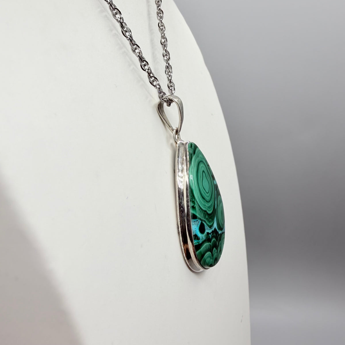 Ciondolo Malachite e Crisocolla Argento 925 - Goccia grande