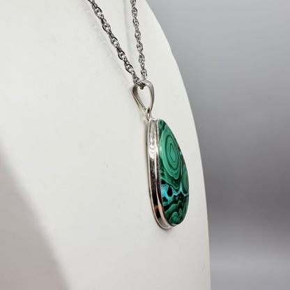 Ciondolo Malachite e Crisocolla Argento 925 - Goccia grande
