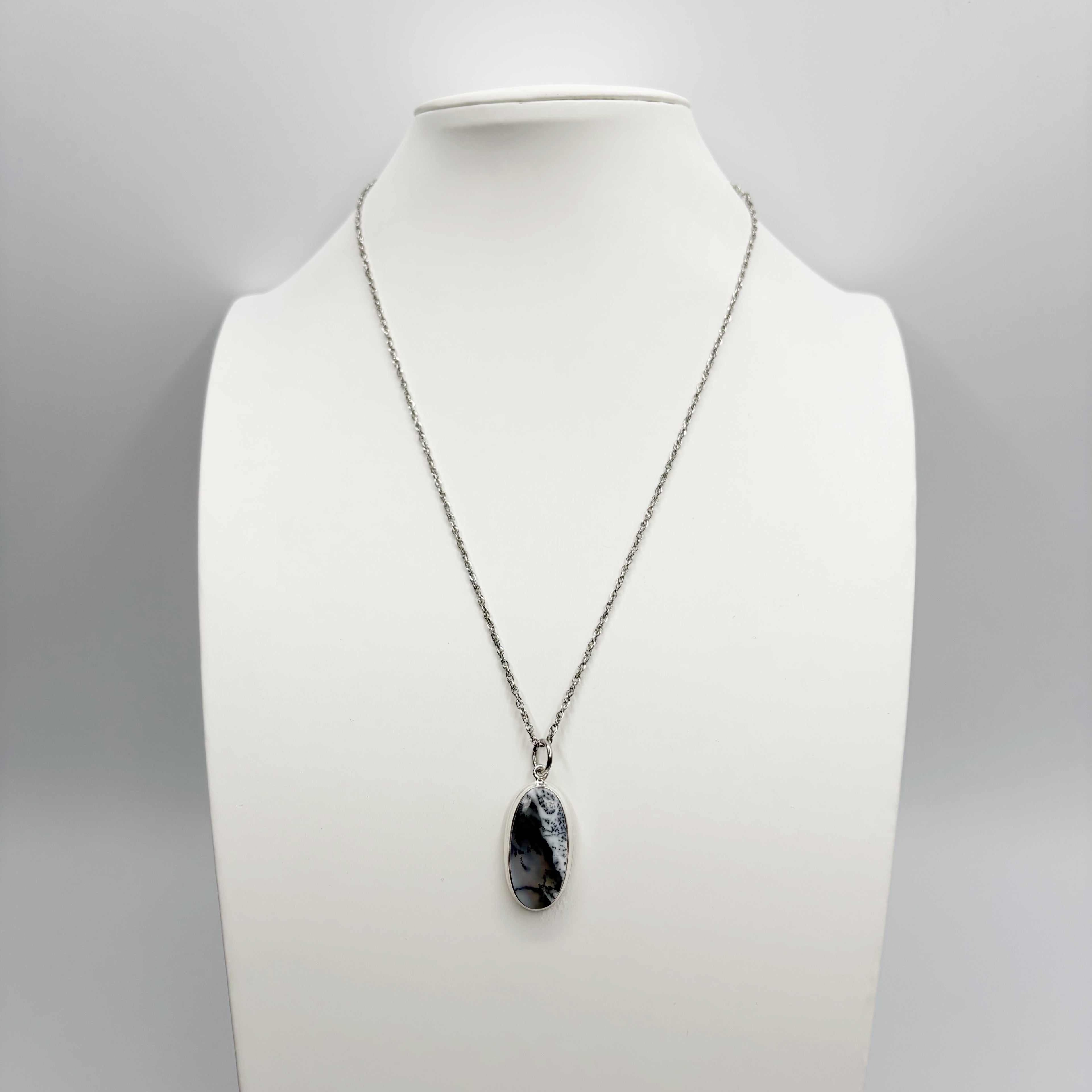 Ciondolo Opale Dendritico e Argento 925 - Ovale