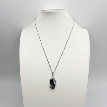 Ciondolo Opale Dendritico e Argento 925 - Ovale
