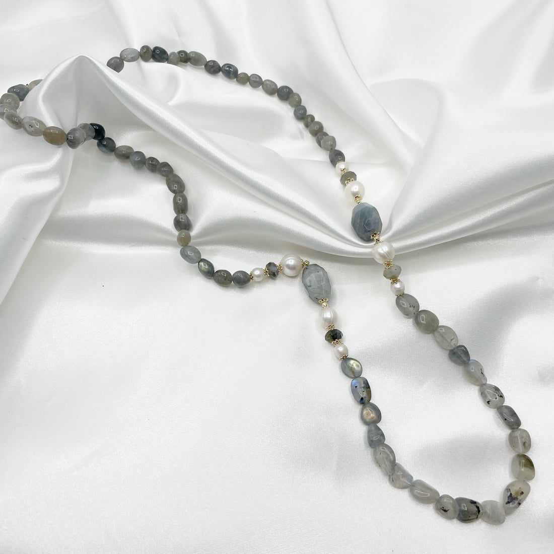 Collana Labradorite e Perle di Fiume