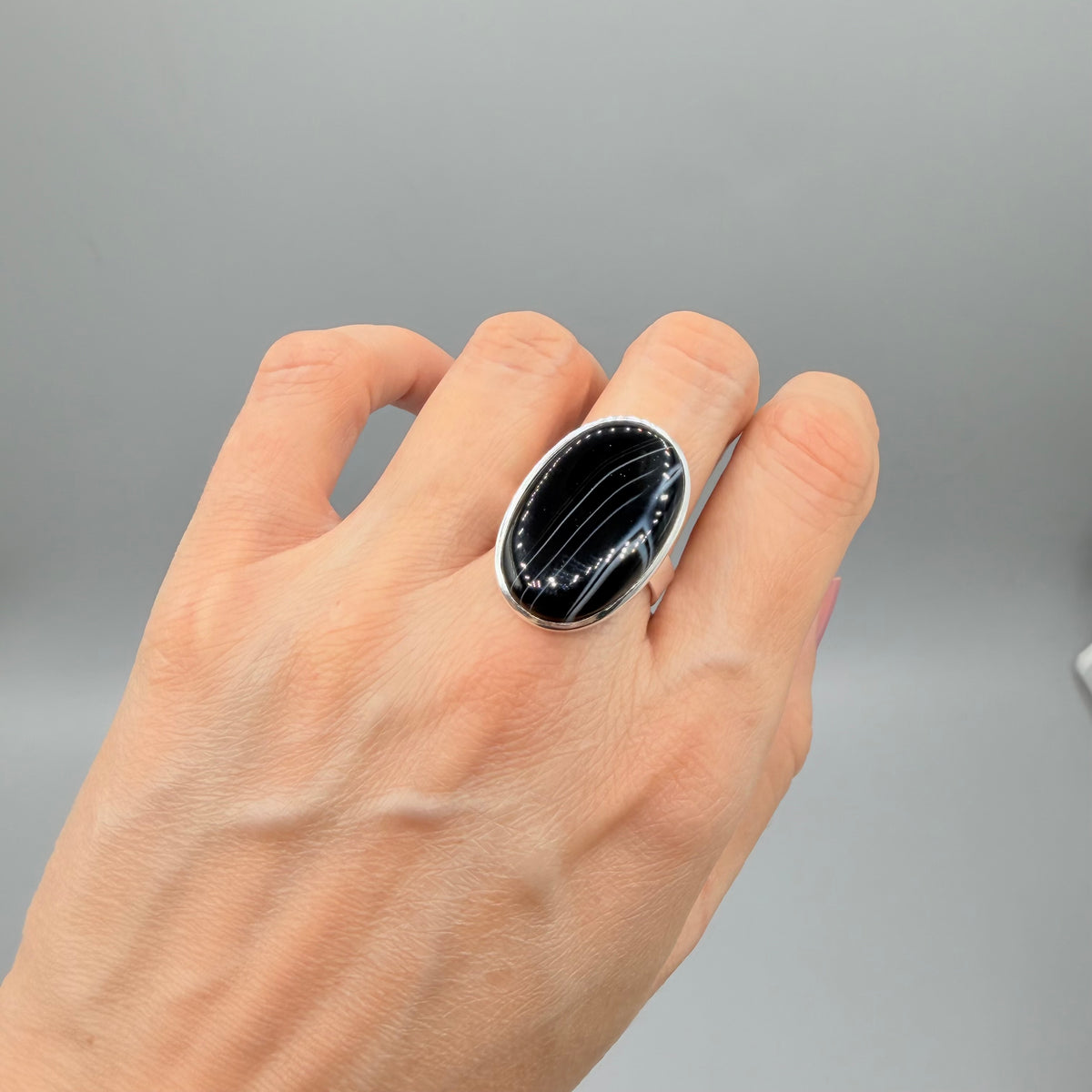 Anello Occhio di Shiva Nero - Argento 925