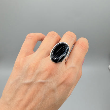 Anello Occhio di Shiva Nero - Argento 925
