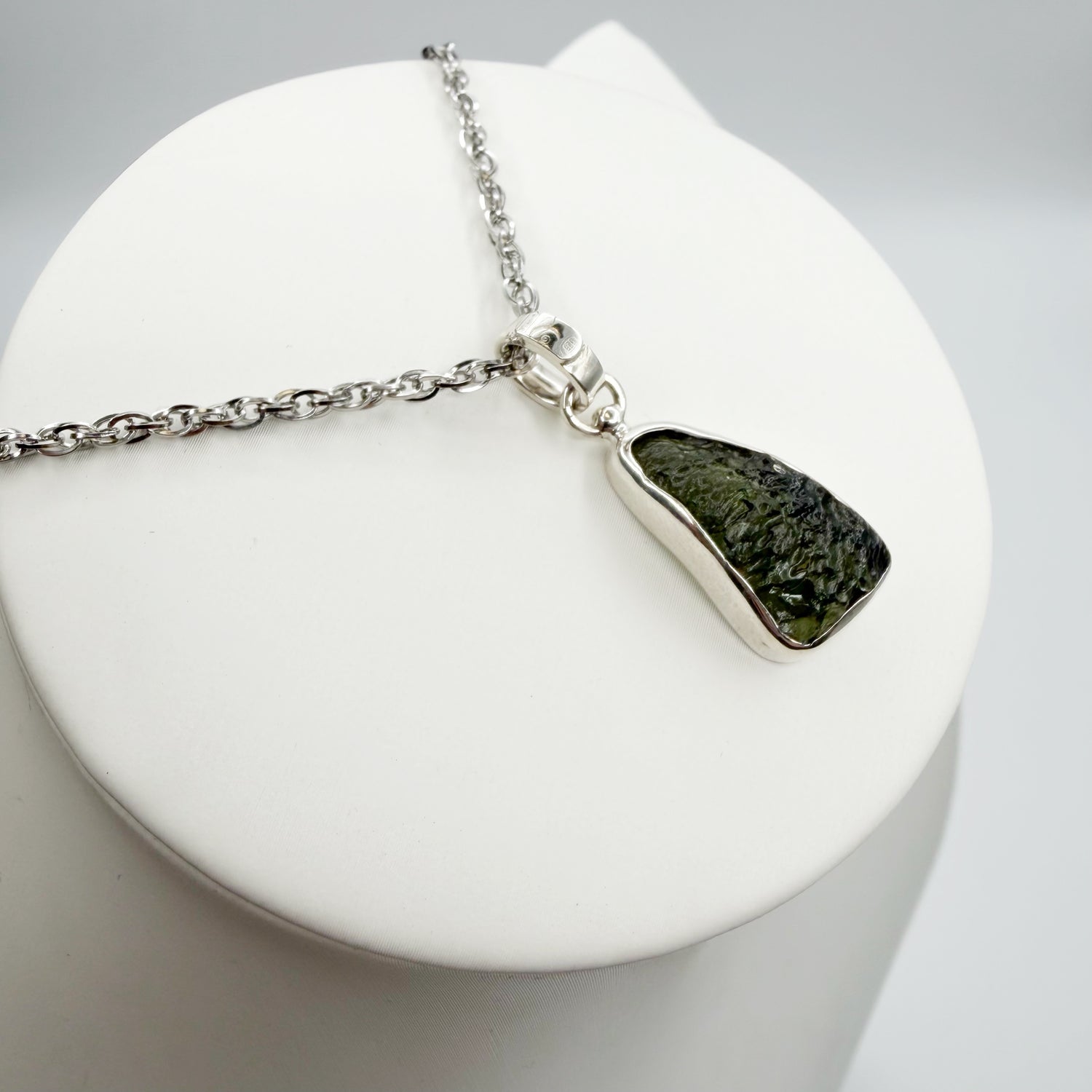 Ciondolo Moldavite Grezza - Argento 925