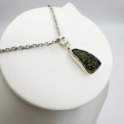 Ciondolo Moldavite Grezza - Argento 925