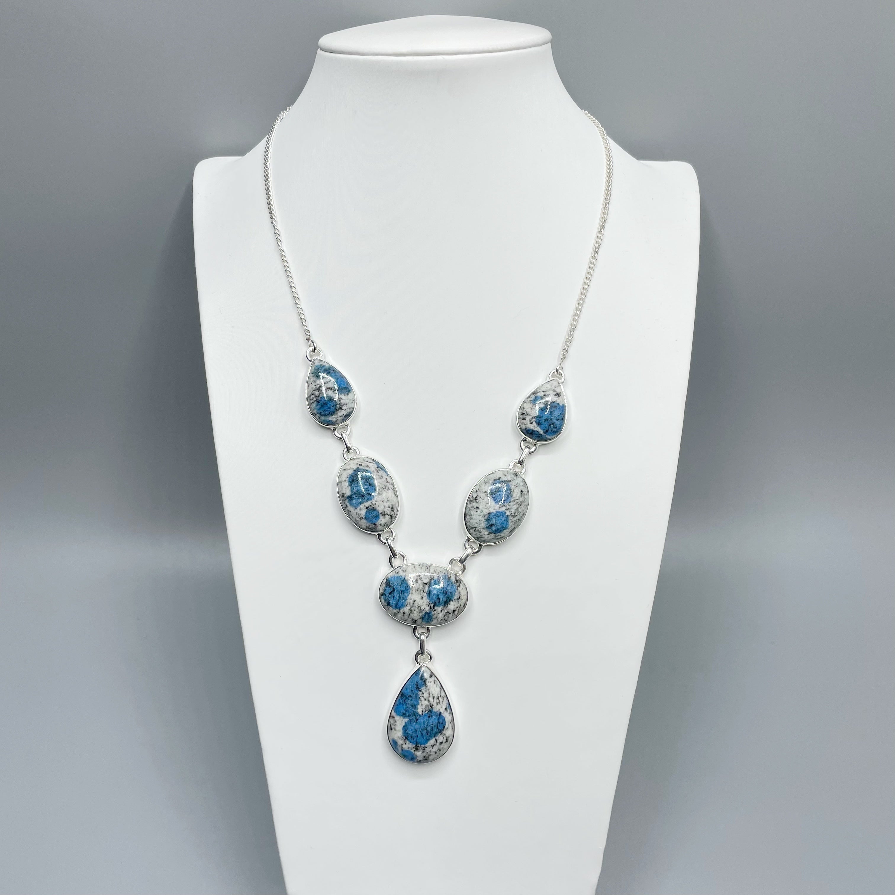 Collana Azzurrite in Granito (K2) - Argento 925