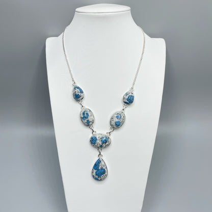 Collana Azzurrite in Granito (K2) - Argento 925