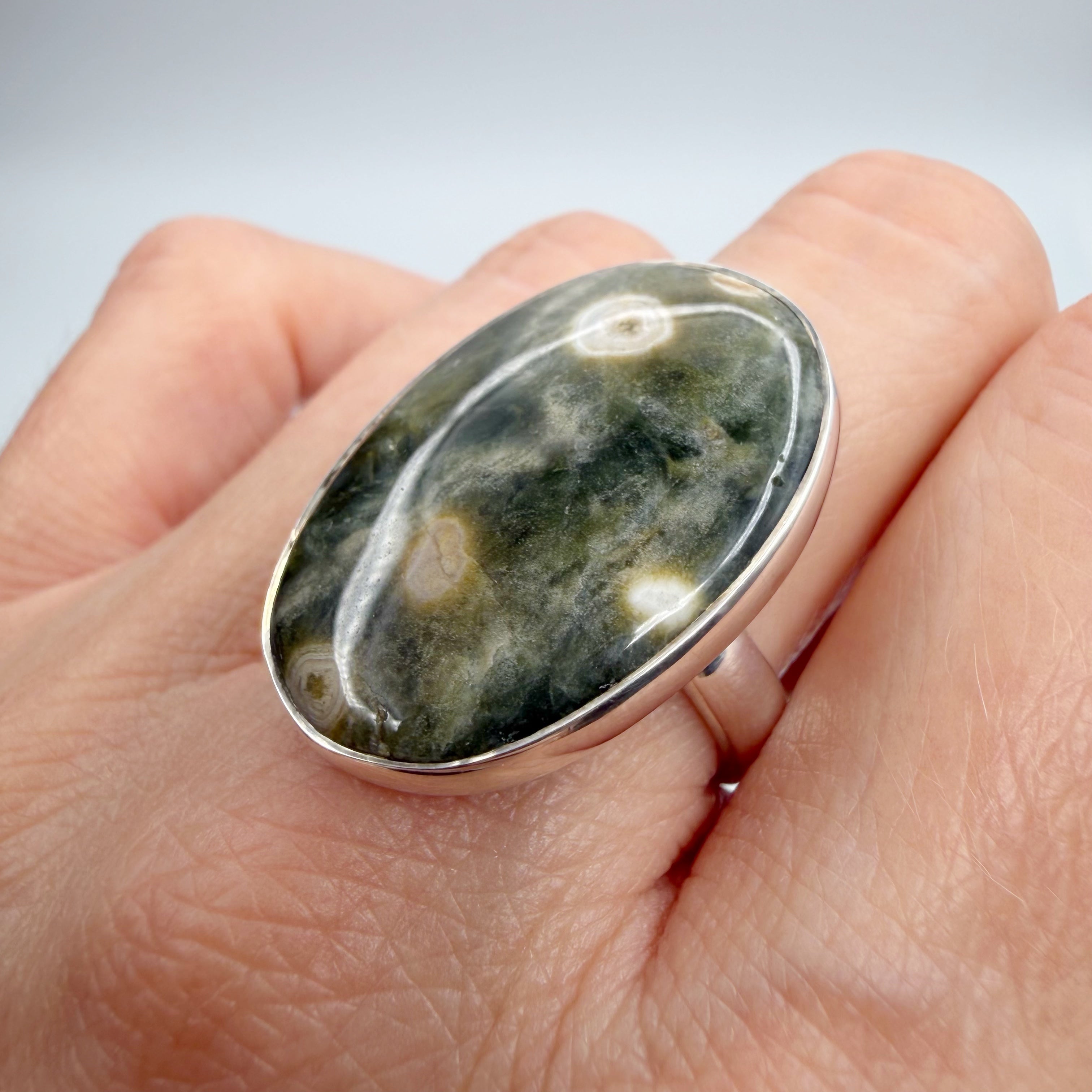 Anello Diaspro Oceano Argento 925 - Ovale