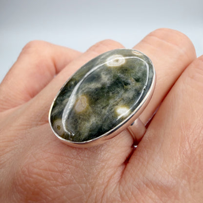 Anello Diaspro Oceano Argento 925 - Ovale