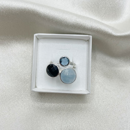 Anello Acquamarina, Onice, Topazio - Argento 925