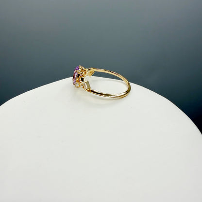 Anello Ametista a Goccia | Argento 925 placcato oro 14k - NON REGOLABILE