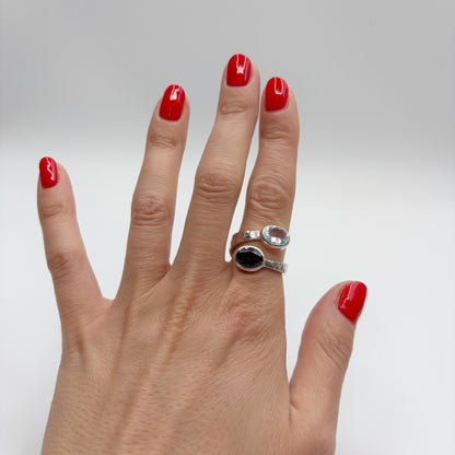 Anello Acquamarina e Granato - Argento 925