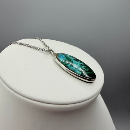 Ciondolo Malachite e Crisocolla Argento 925 - Ovale
