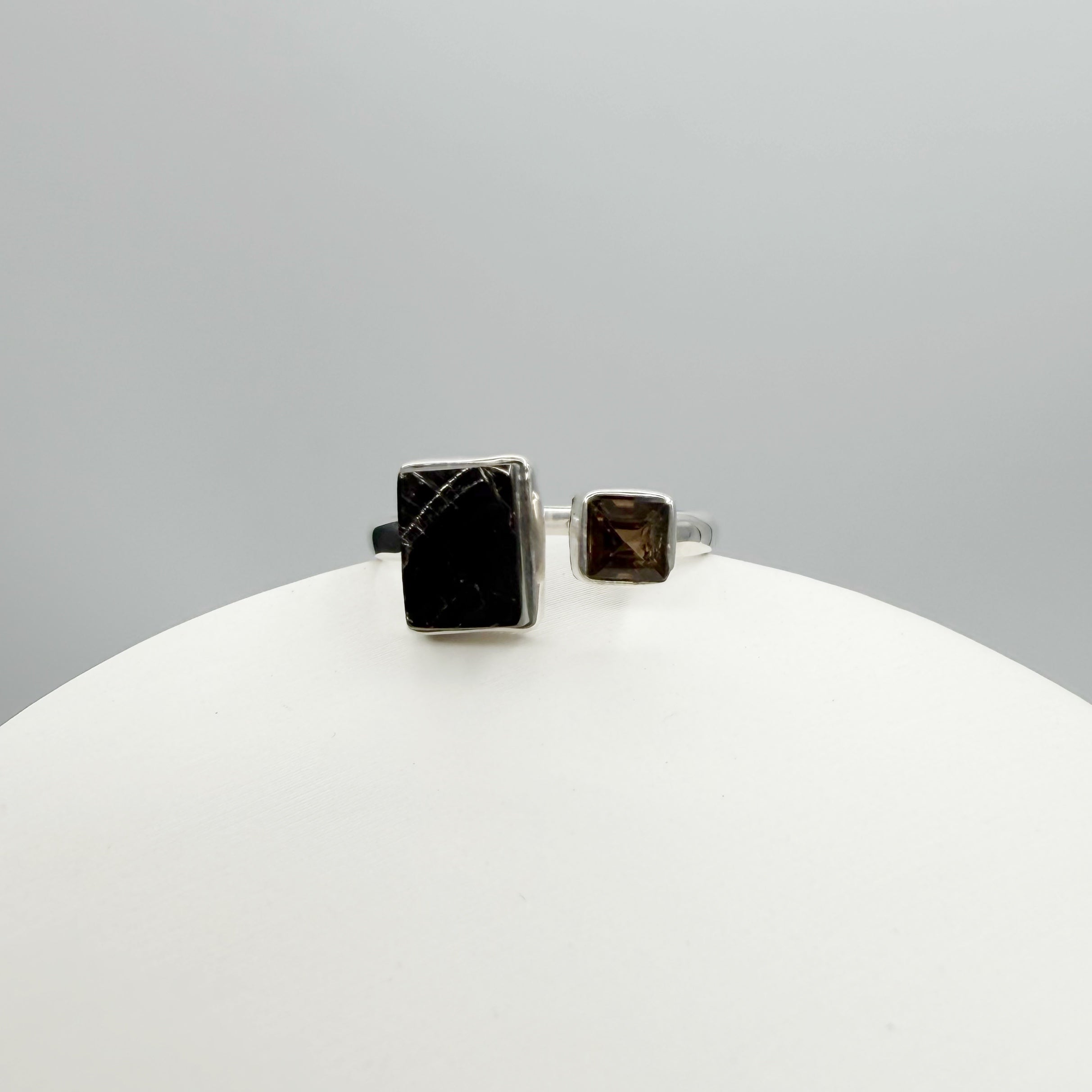 Anello Shungite e Quarzo Fumè - Argento 925