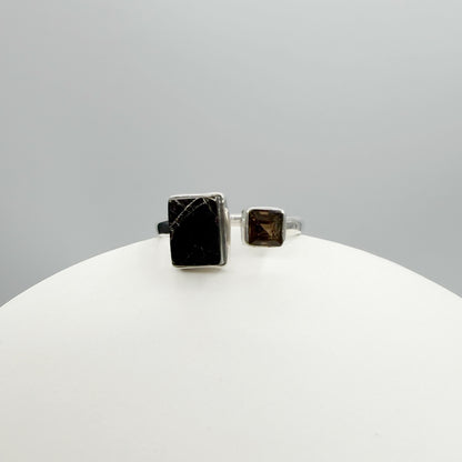 Anello Shungite e Quarzo Fumè - Argento 925