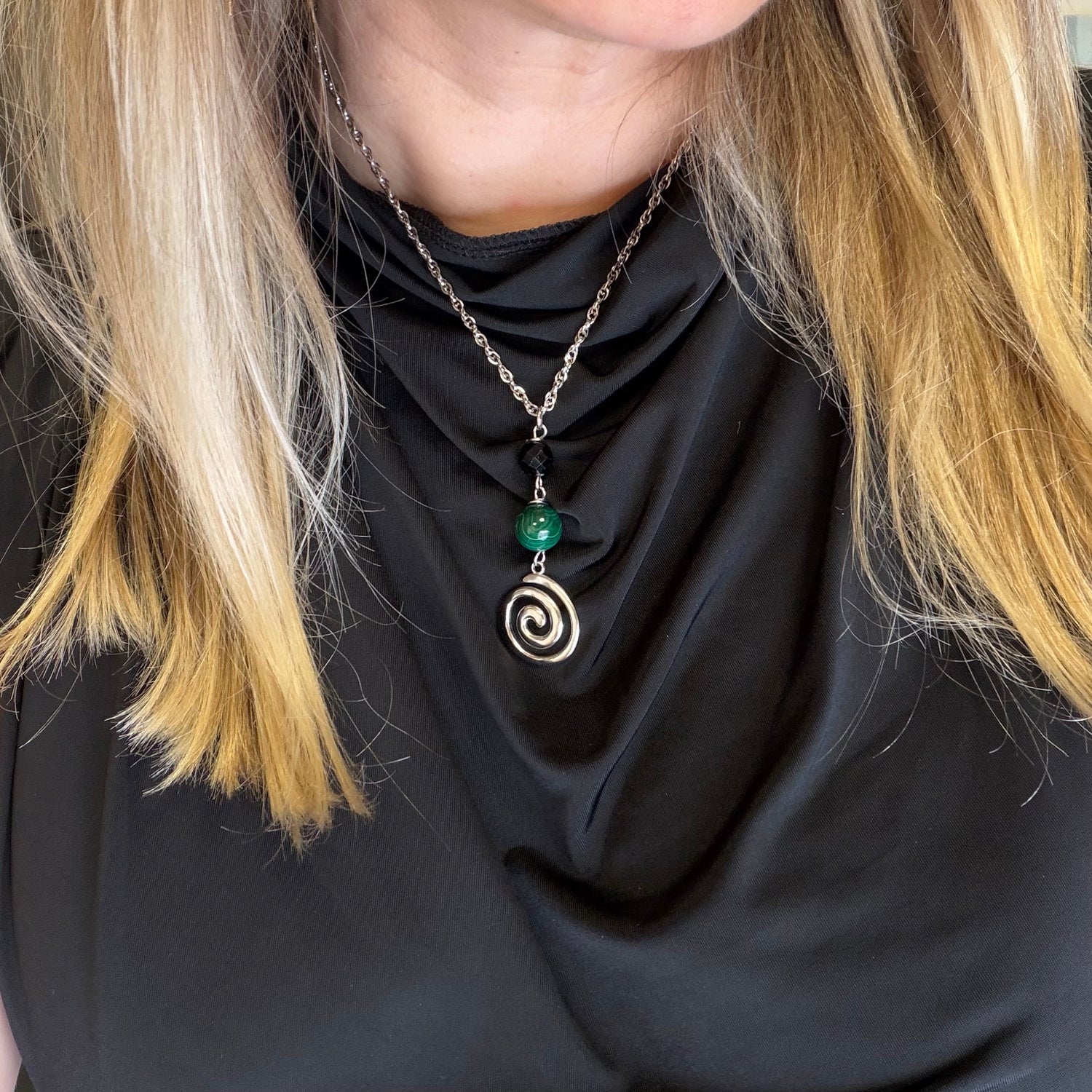 Collana Armonia e Protezione - Tormalina e Malachite - SILVER