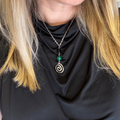 Collana Armonia e Protezione - Tormalina e Malachite - SILVER