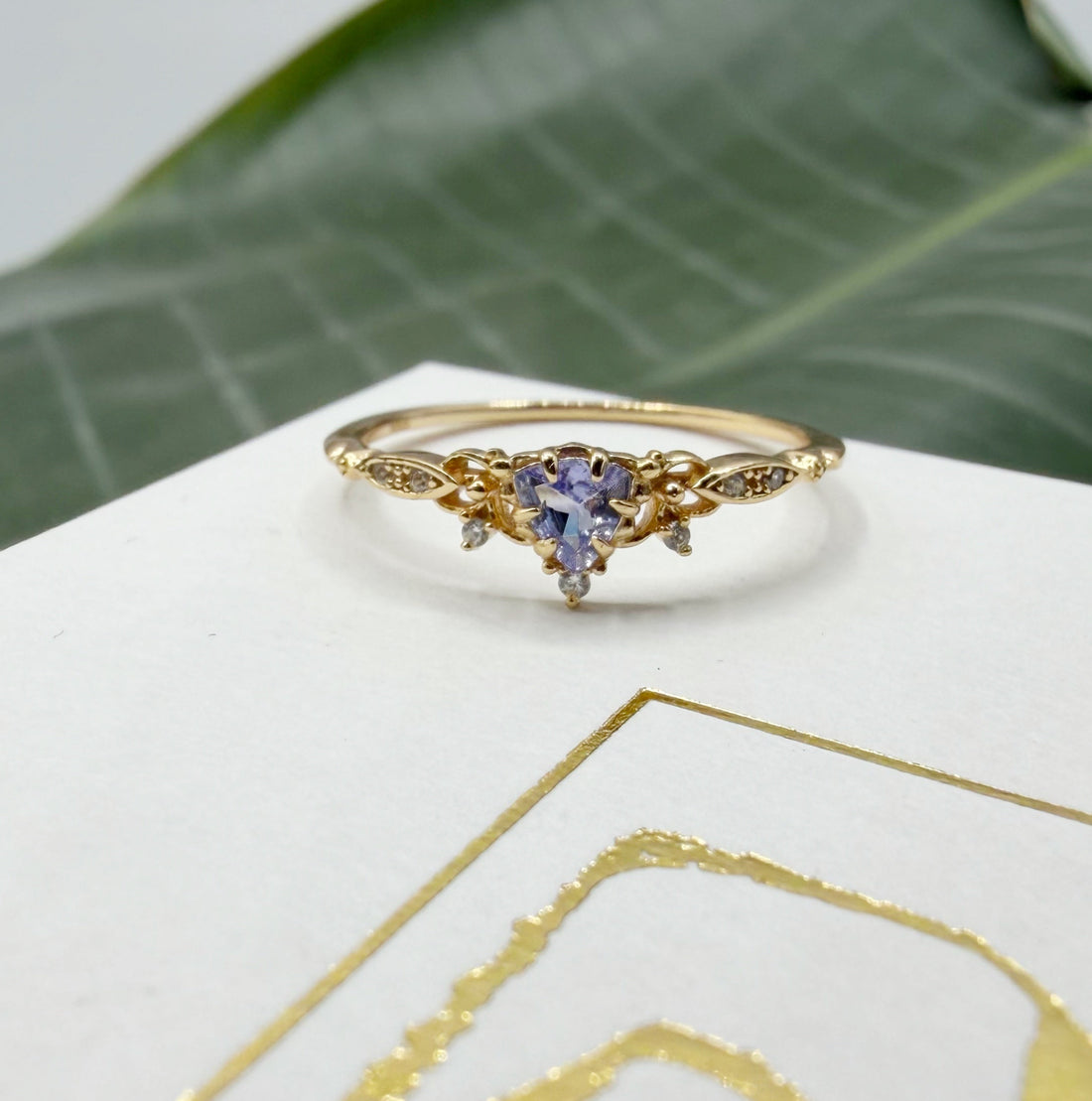 Anello Tanzanite GOLD | Argento 925 placcato oro 14k - NON REGOLABILE