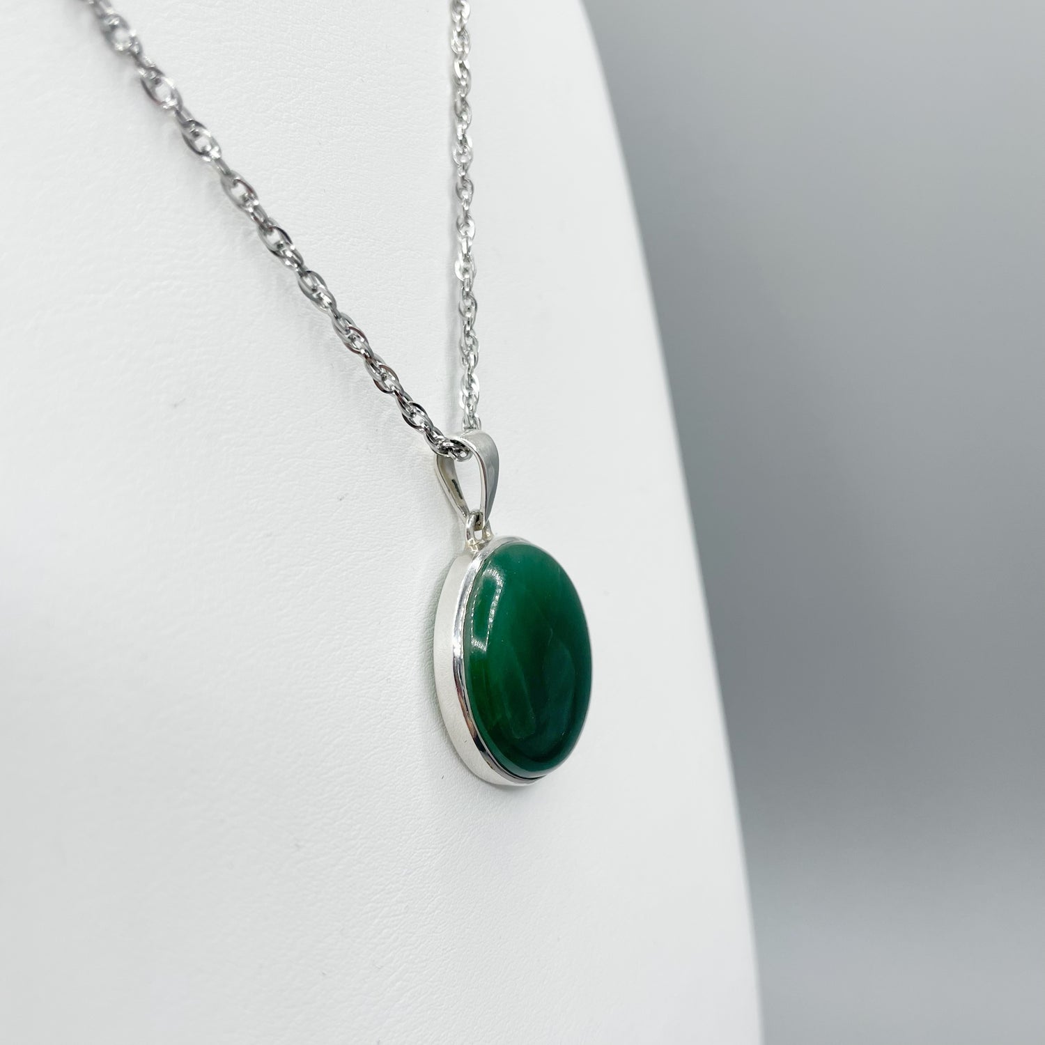 Ciondolo Giada Nefrite Tondo - Argento 925