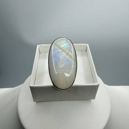 Anello Labradorite Bianca ovale - Argento 925