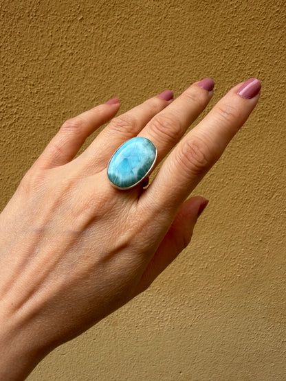 Anello Larimar Argento 925 - Ovale grande
