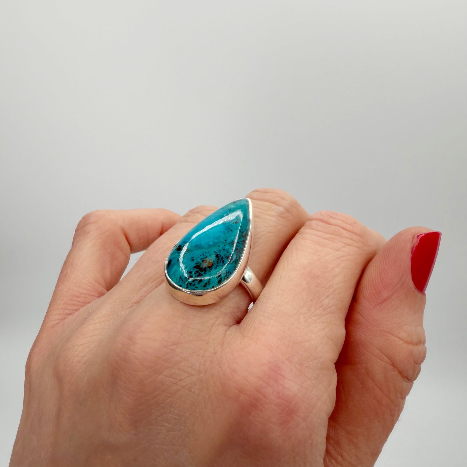 Anello Shattuckite e Argento 925 - a Goccia