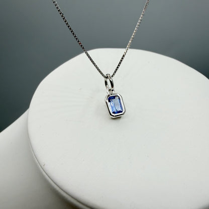 Ciondolo Punto Luce Tanzanite Argento 925 - Rettangolare