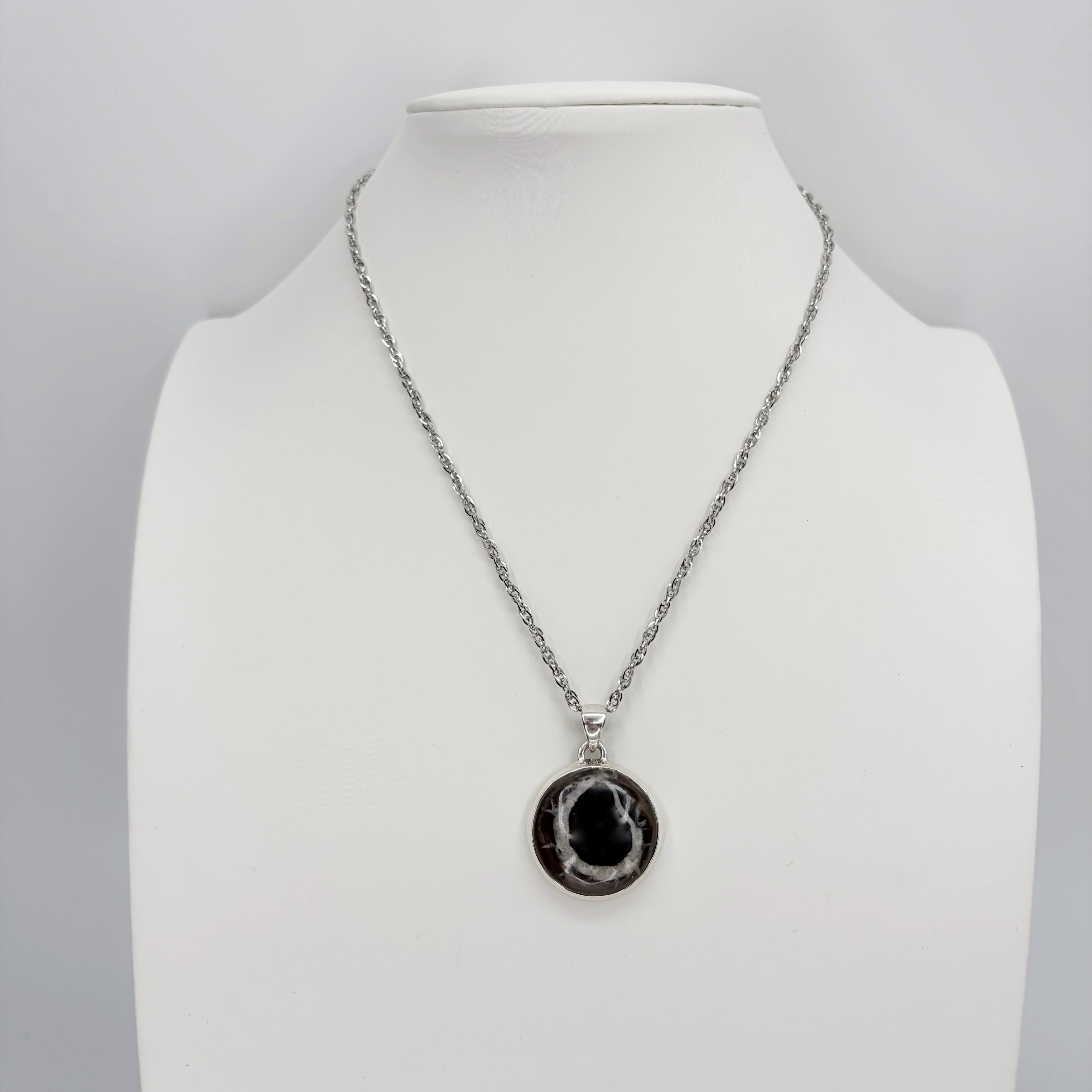Ciondolo Septaria Nera Argento 925 - tondo