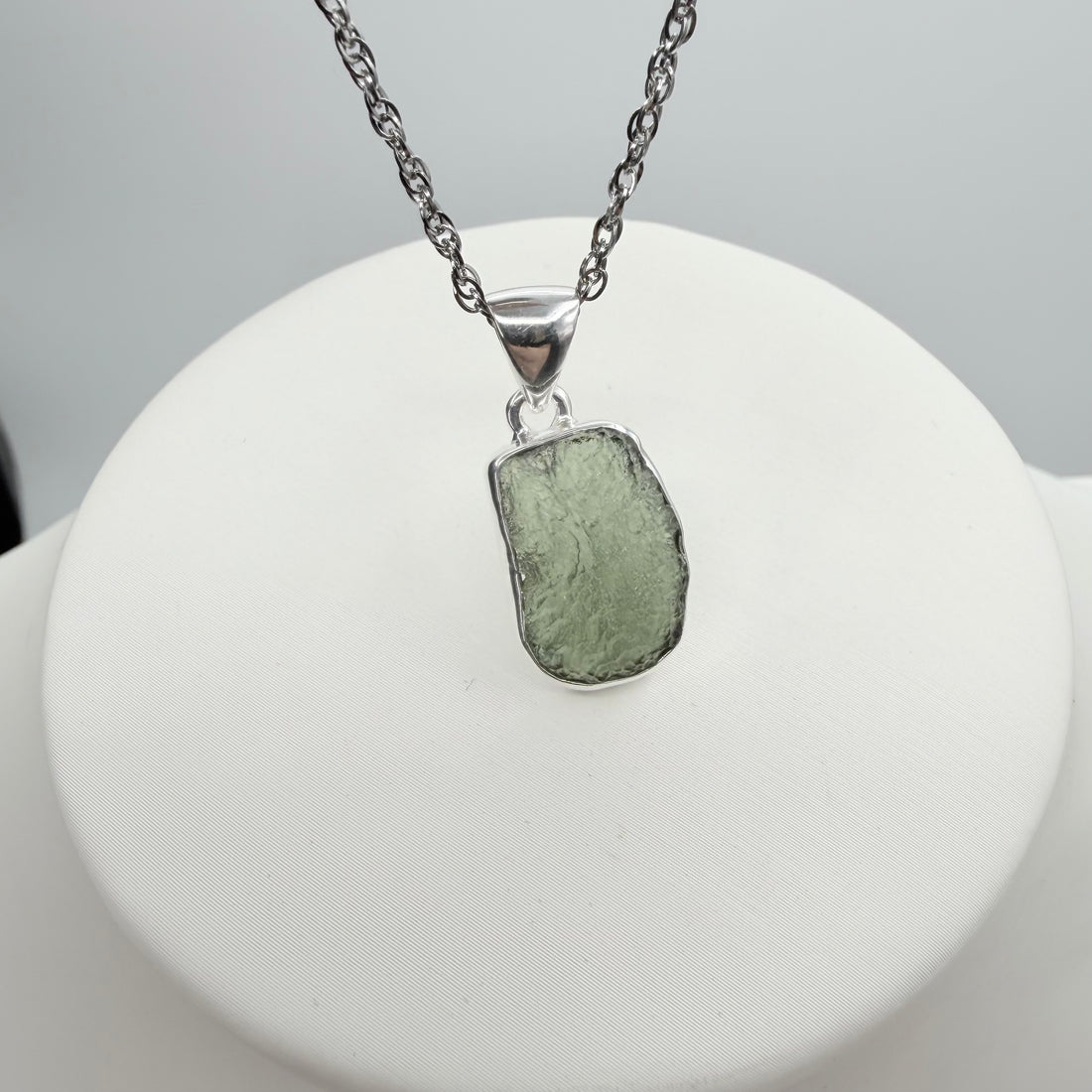 Ciondolo Moldavite Grezza - Argento 925