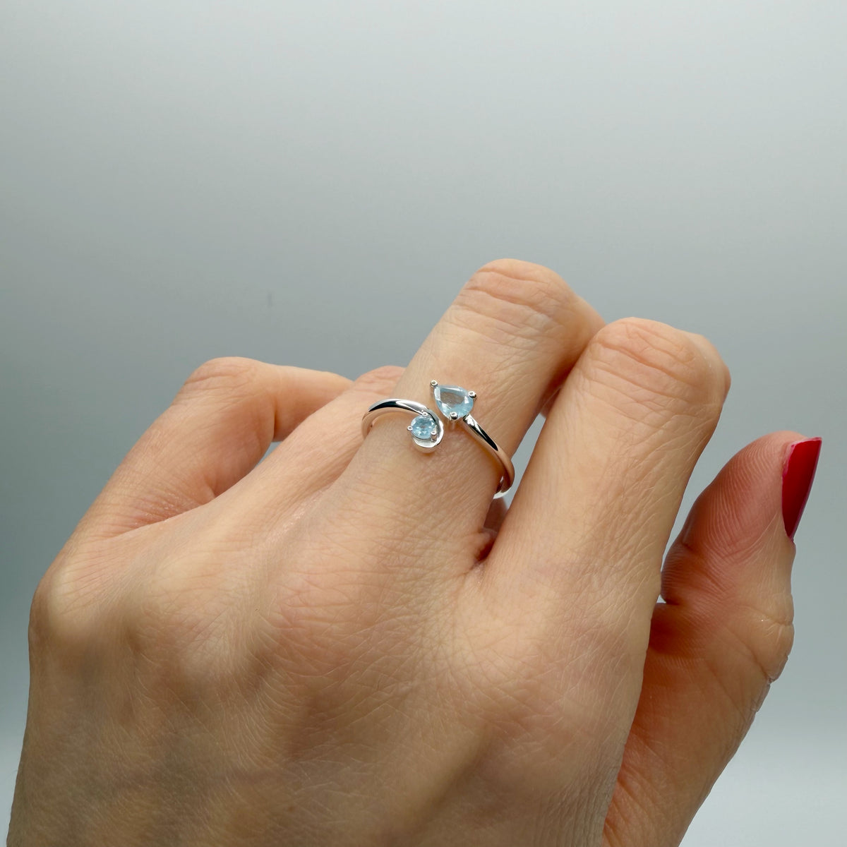 Anello Intreccio Acquamarina - Argento 925