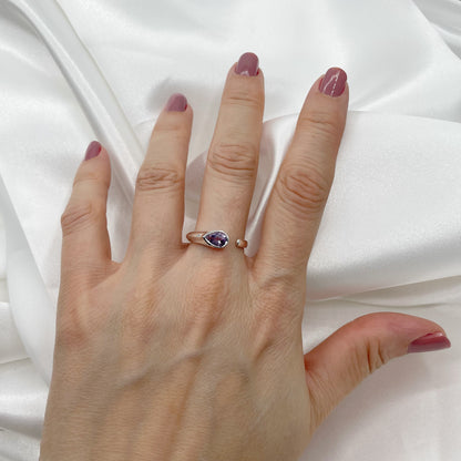 Anello Ametista a Goccia - Argento 925