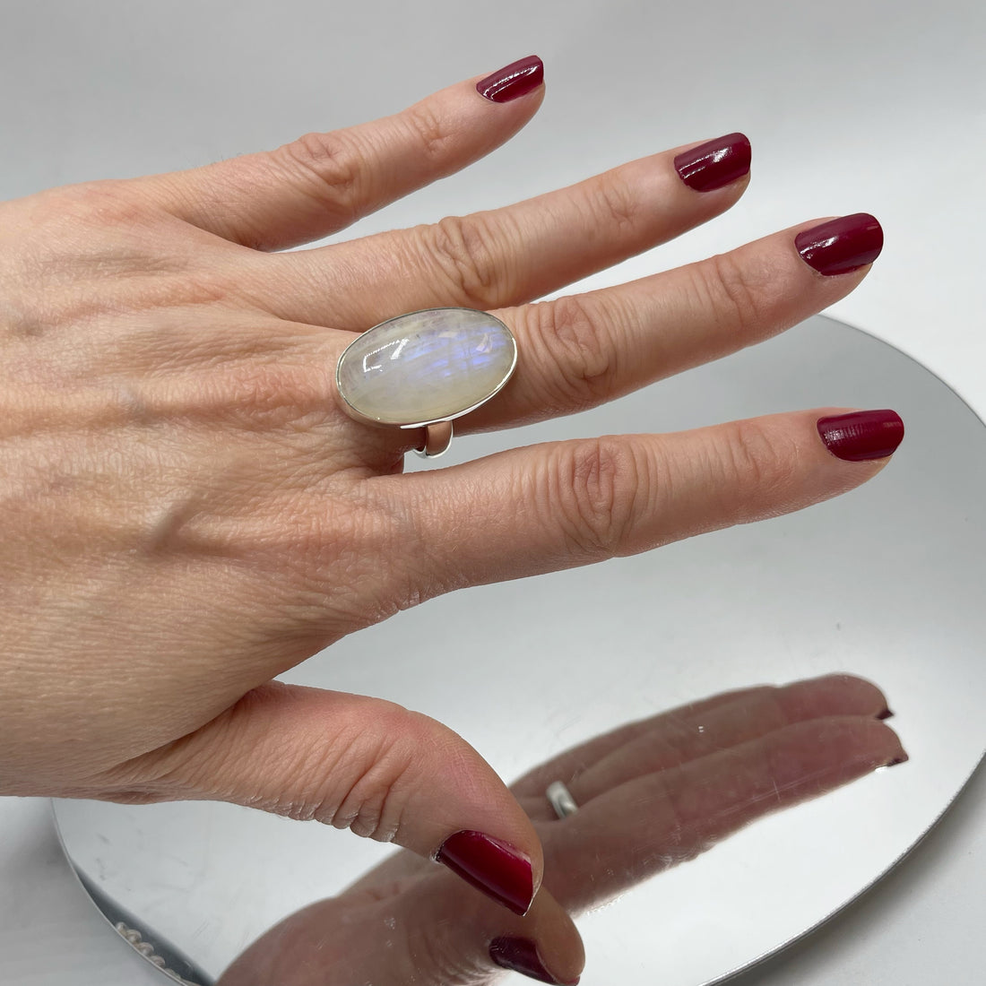 Anello Labradorite Bianca Ovale - Argento 925