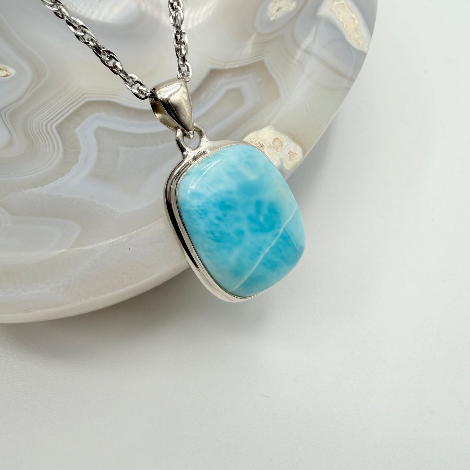 Ciondolo Larimar Argento 925 - Rettangolare