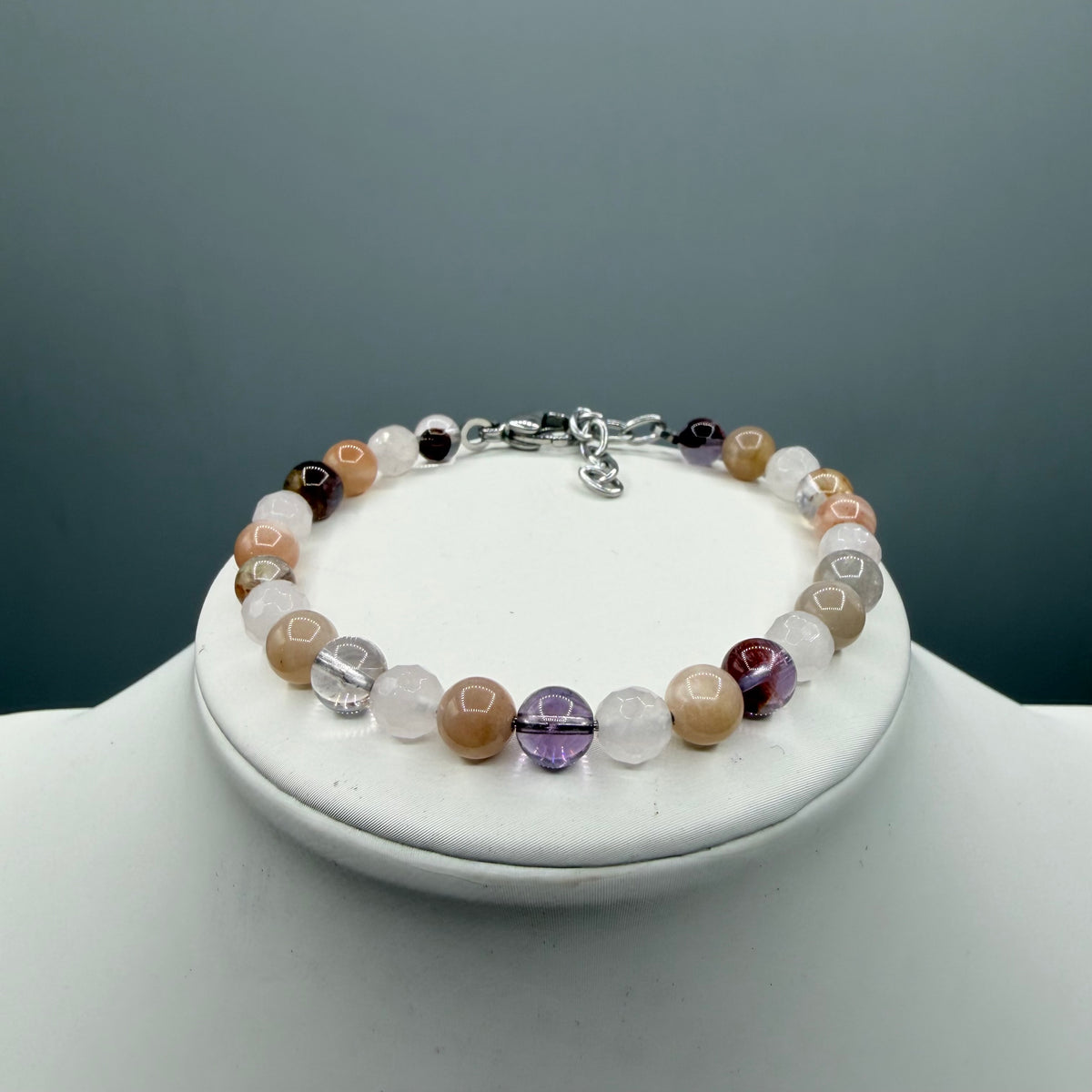 Bracciale Serenità e Gioia - Super Seven, Quarzo Rosa, Pietra di Luna - LIMITED EDITION