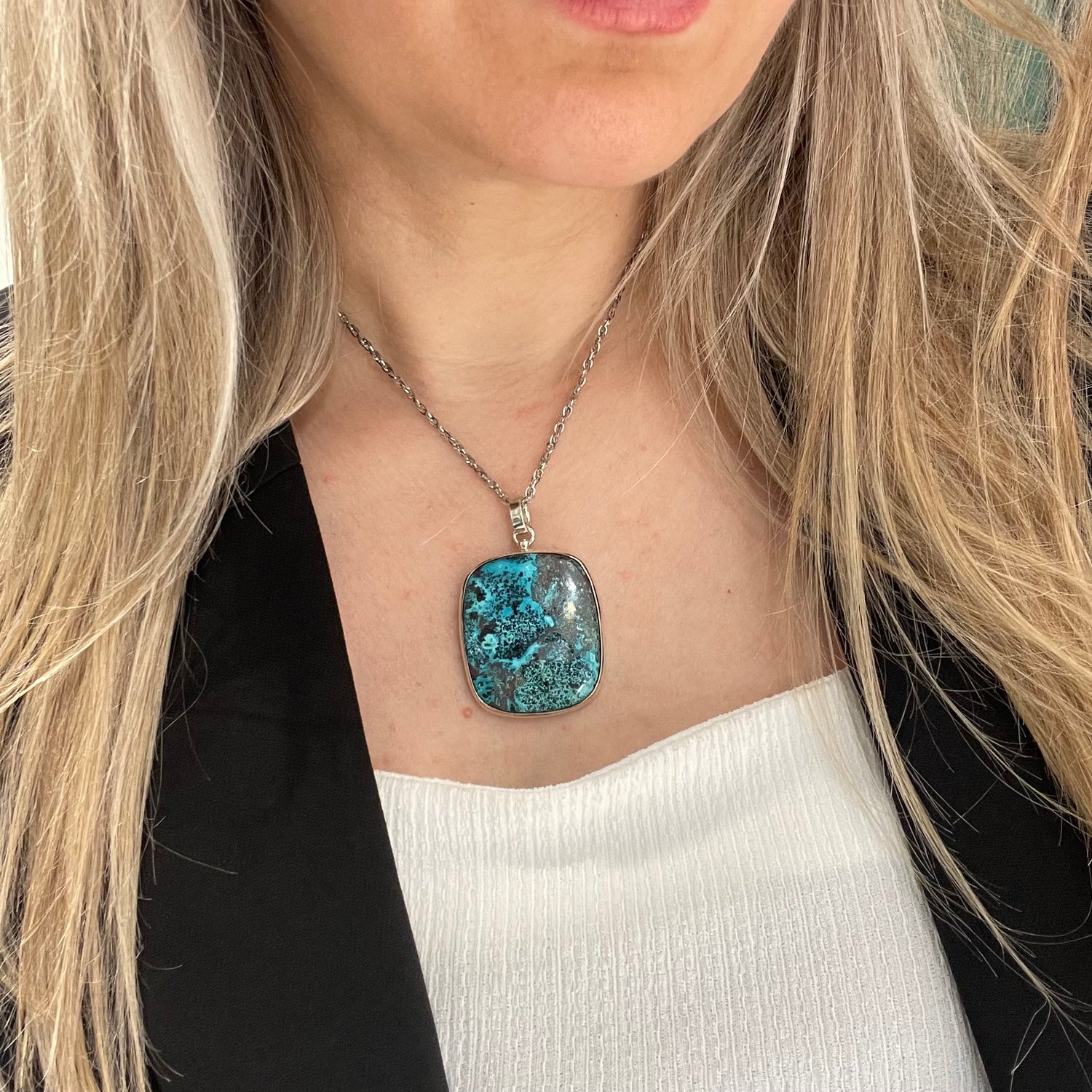 Ciondolo Crisocolla con Albero della Vita - Argento 925