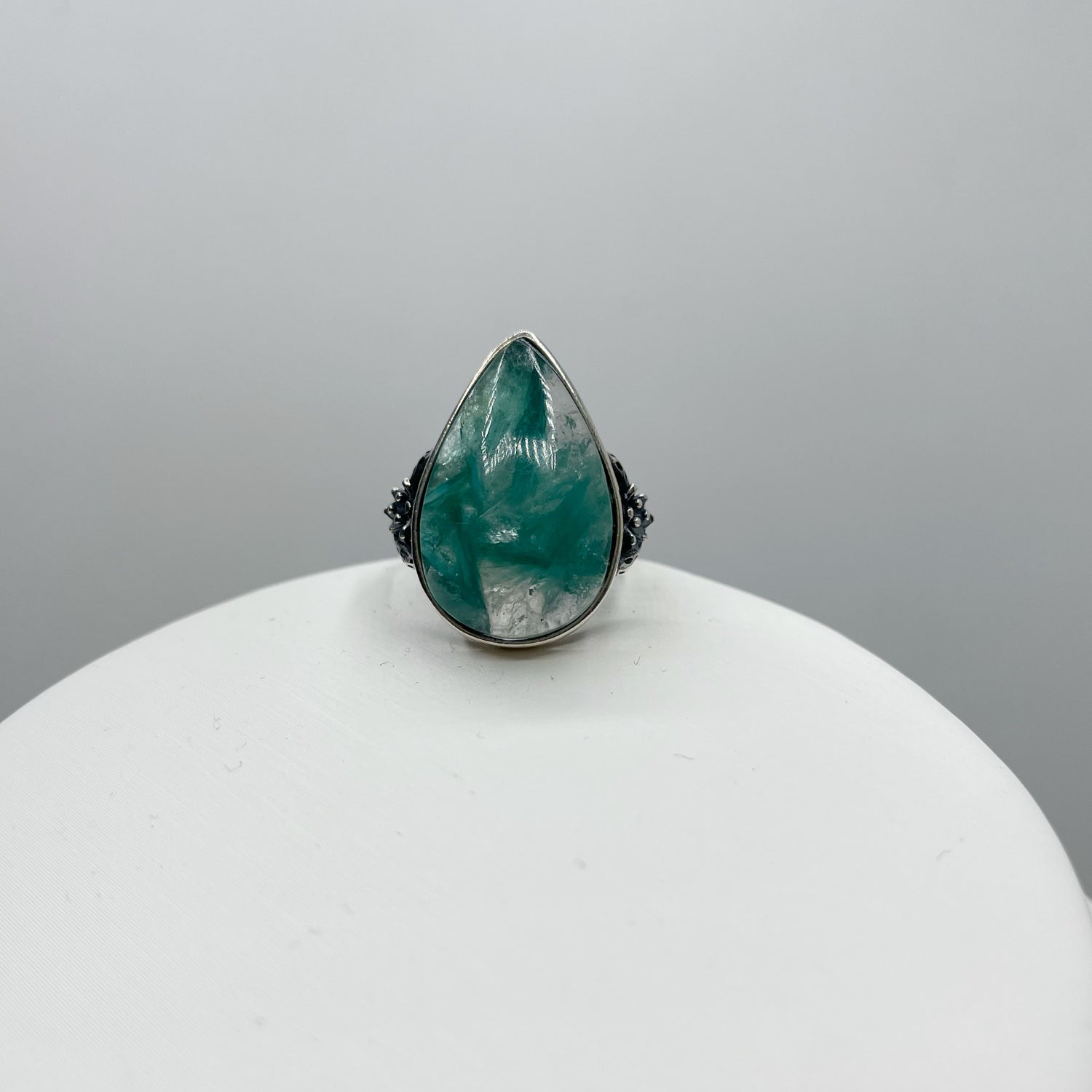 Anello Lepidolite Verde a Goccia - Argento 925